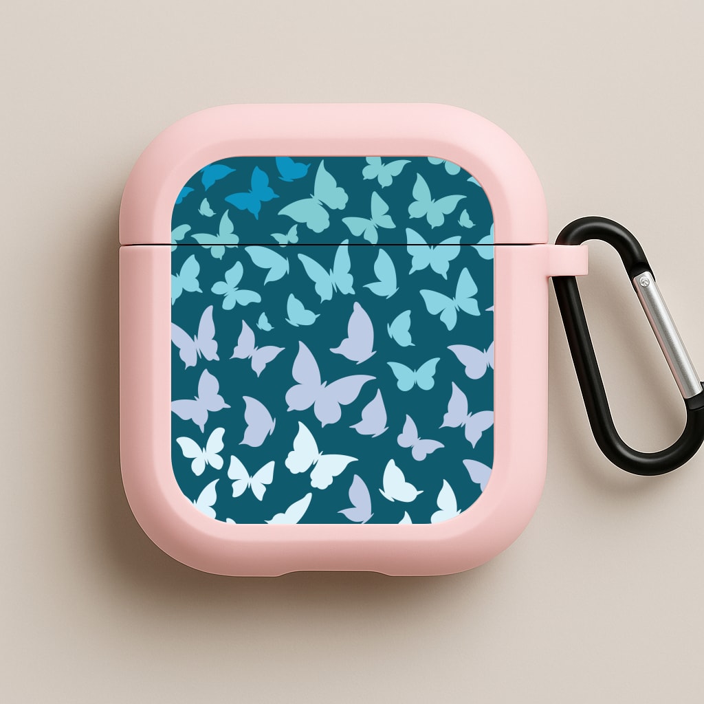 Blue Gradient Butterfly - Butterfly Patterns Pink AirPods Case