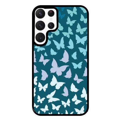 Blue Gradient Butterfly - Butterfly Patterns Phone Case for Galaxy S22 Ultra