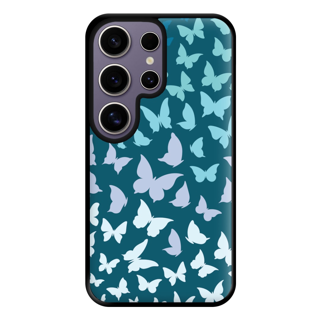 Blue Gradient Butterfly - Butterfly Patterns Phone Case for Galaxy S25 Ultra