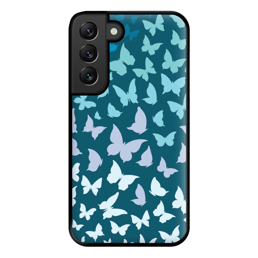 Blue Gradient Butterfly - Butterfly Patterns Phone Case for Galaxy S22 Plus