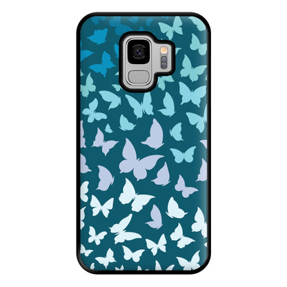 Blue Gradient Butterfly - Butterfly Patterns Phone Case for Galaxy S9 Plus