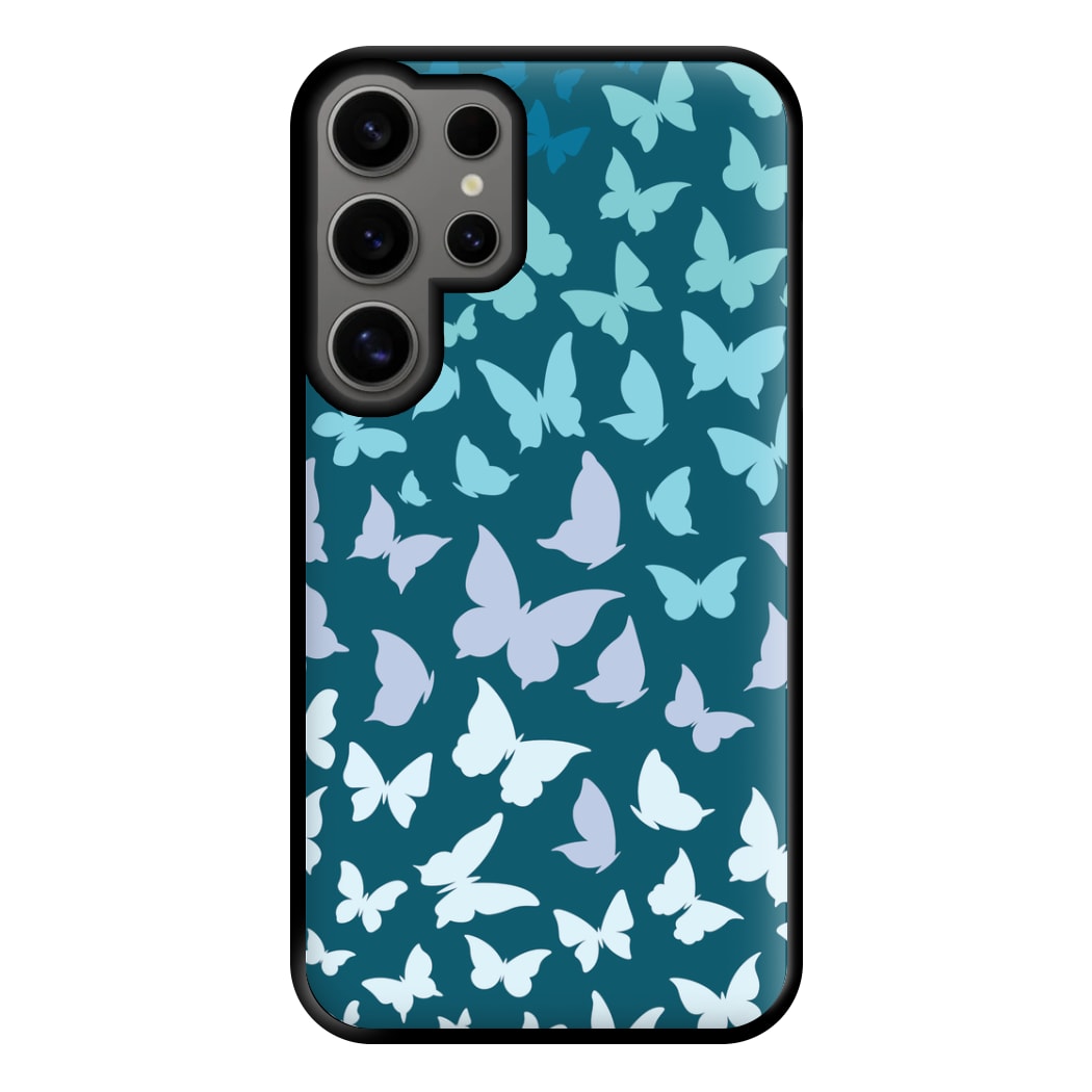 Blue Gradient Butterfly - Butterfly Patterns Phone Case for Galaxy S24 Ultra