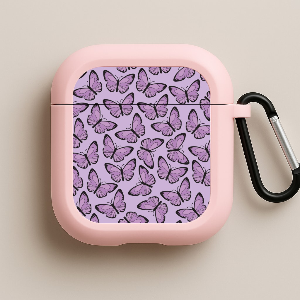 Purple Butterfly - Butterfly Patterns Pink AirPods Case