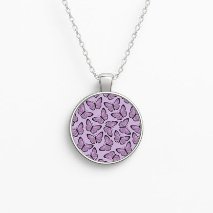 Purple Butterfly - Butterfly Patterns Circle Necklace