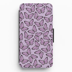 Purple Butterfly - Butterfly Patterns Flip / Wallet Phone Case