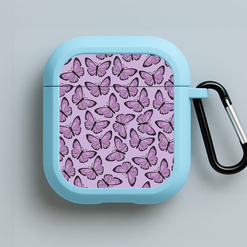 Purple Butterfly - Butterfly Patterns Blue AirPods Case