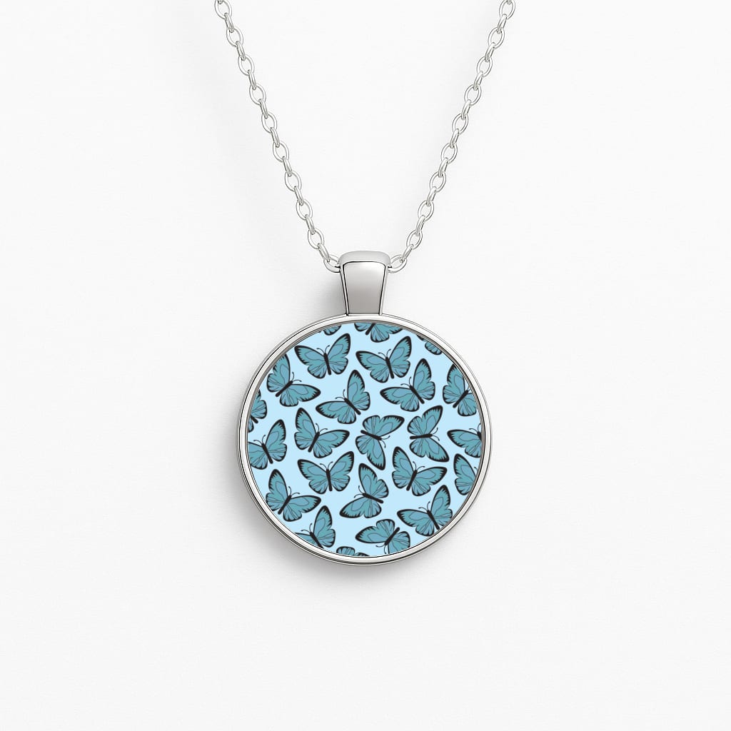 Blue Butterfly - Butterfly Patterns Circle Necklace