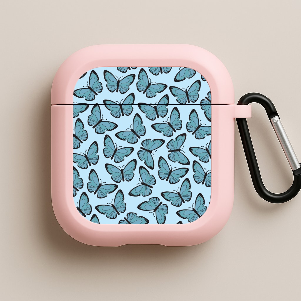 Blue Butterfly - Butterfly Patterns Pink AirPods Case