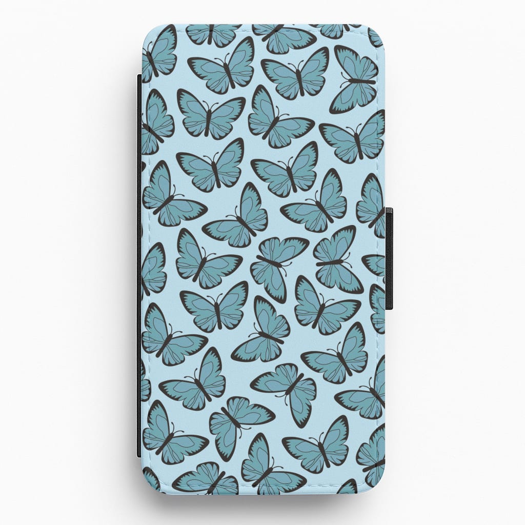 Blue Butterfly - Butterfly Patterns Flip / Wallet Phone Case