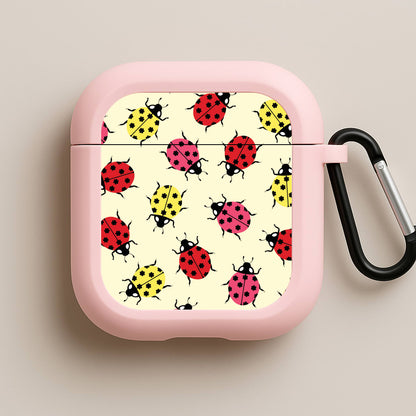 Ladybugs With Flower Spots Pattern Pink AirPods Case
