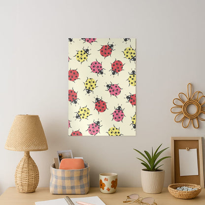 Ladybugs With Flower Spots Pattern Art Print