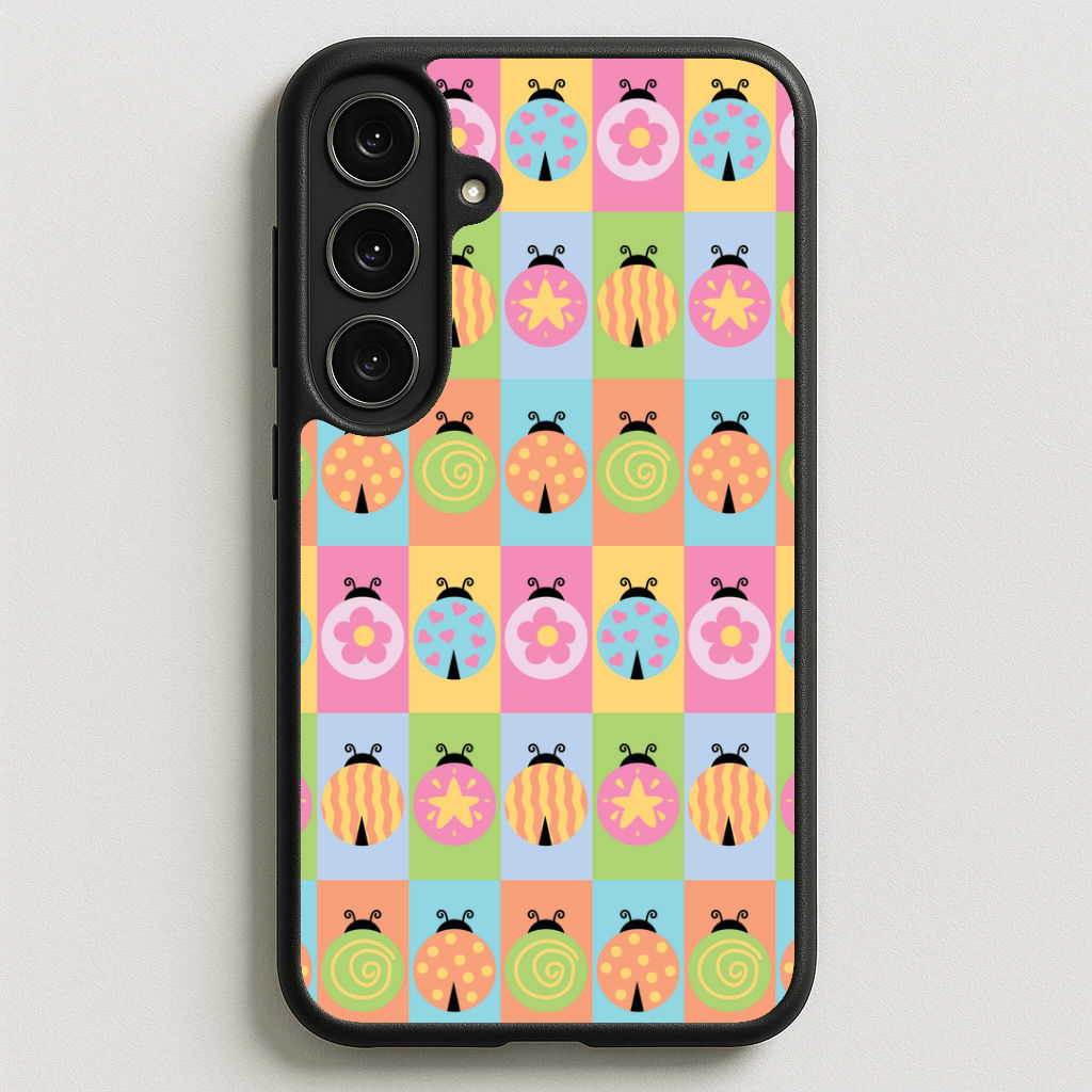 Cartoon Ladybugs Colourful Pattern Phone Case for Galaxy S25FE