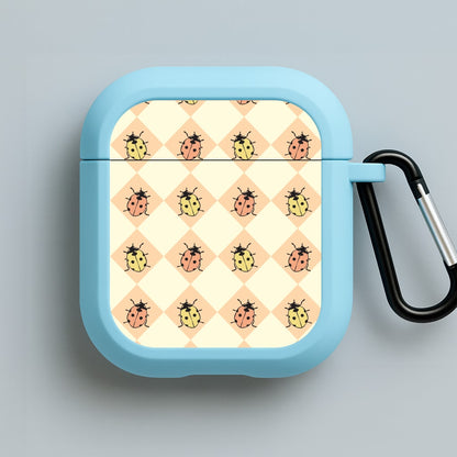 Argyle Ladybugs Pattern Blue AirPods Case