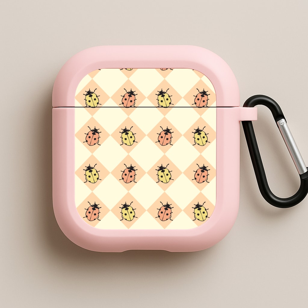 Argyle Ladybugs Pattern Pink AirPods Case