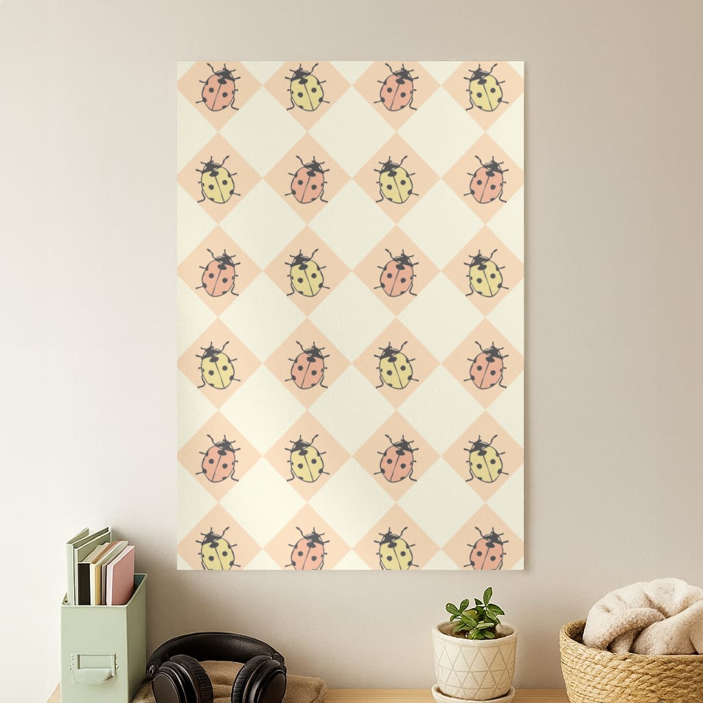 Argyle Ladybugs Pattern Poster
