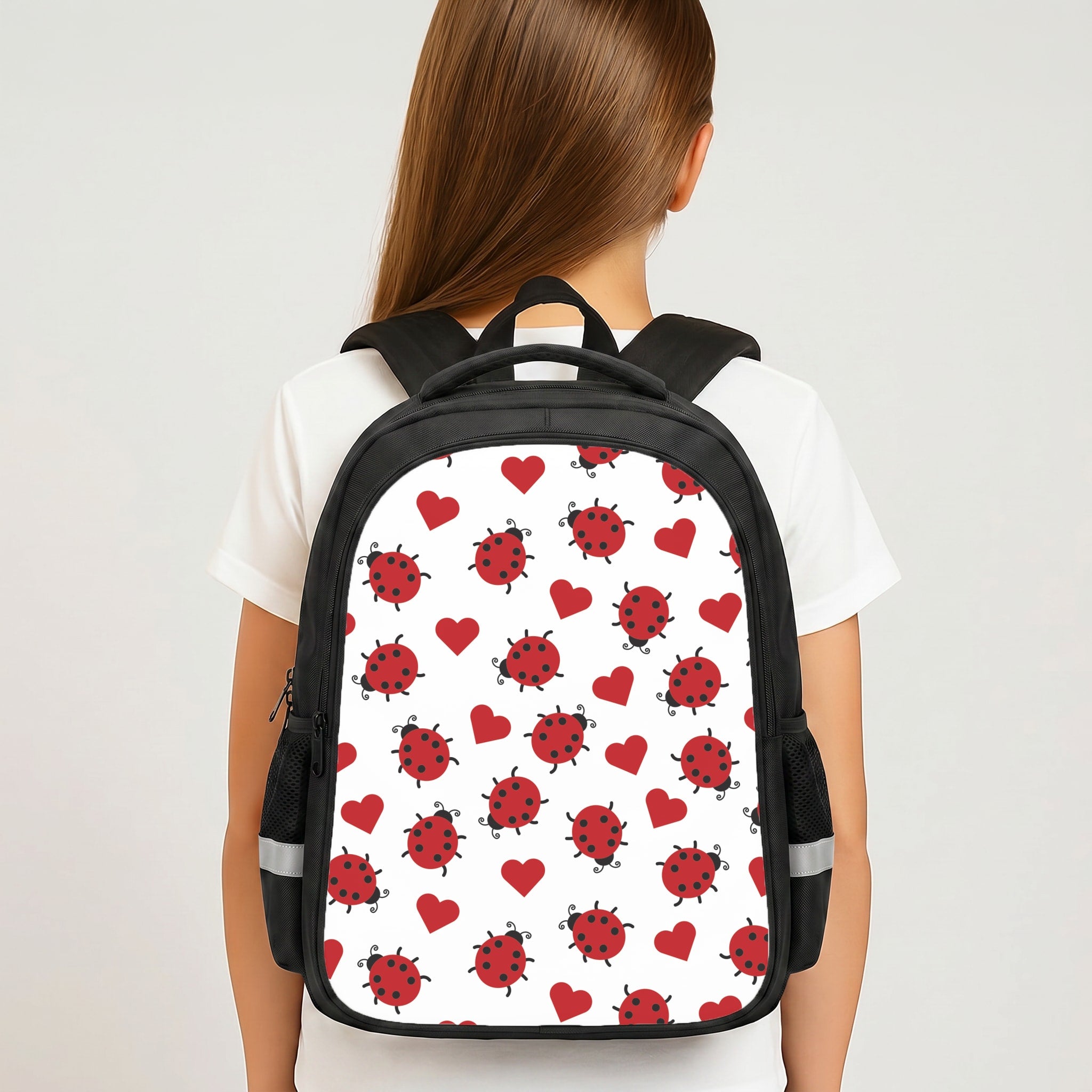 Ladybugs And Hearts Pattern Backpack