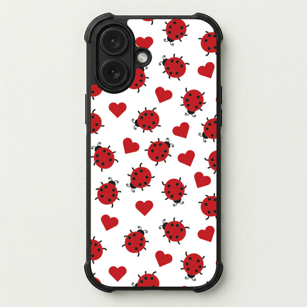Ladybugs And Hearts Pattern Phone Case — Bumper case