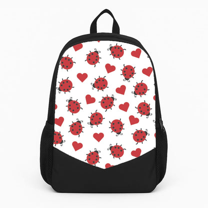 Ladybugs And Hearts Pattern Large Backpack