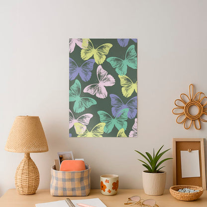 Colourful Butterfly Stamps Pattern Art Print