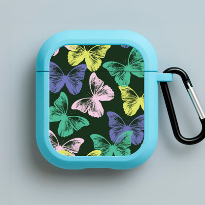 Colourful Butterfly Stamps Pattern Blue AirPods Case