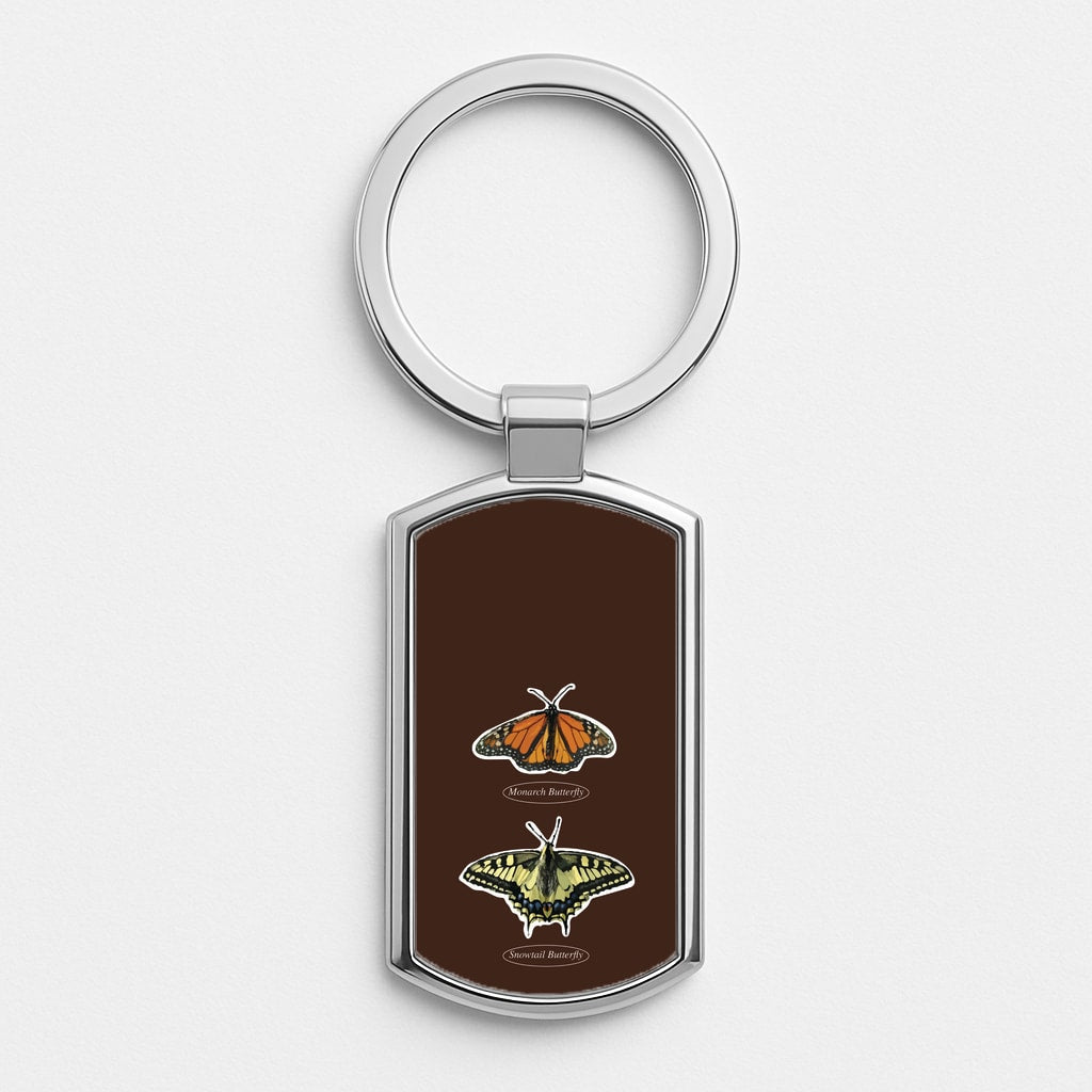 Butterfly Species Collage Silver Keyring