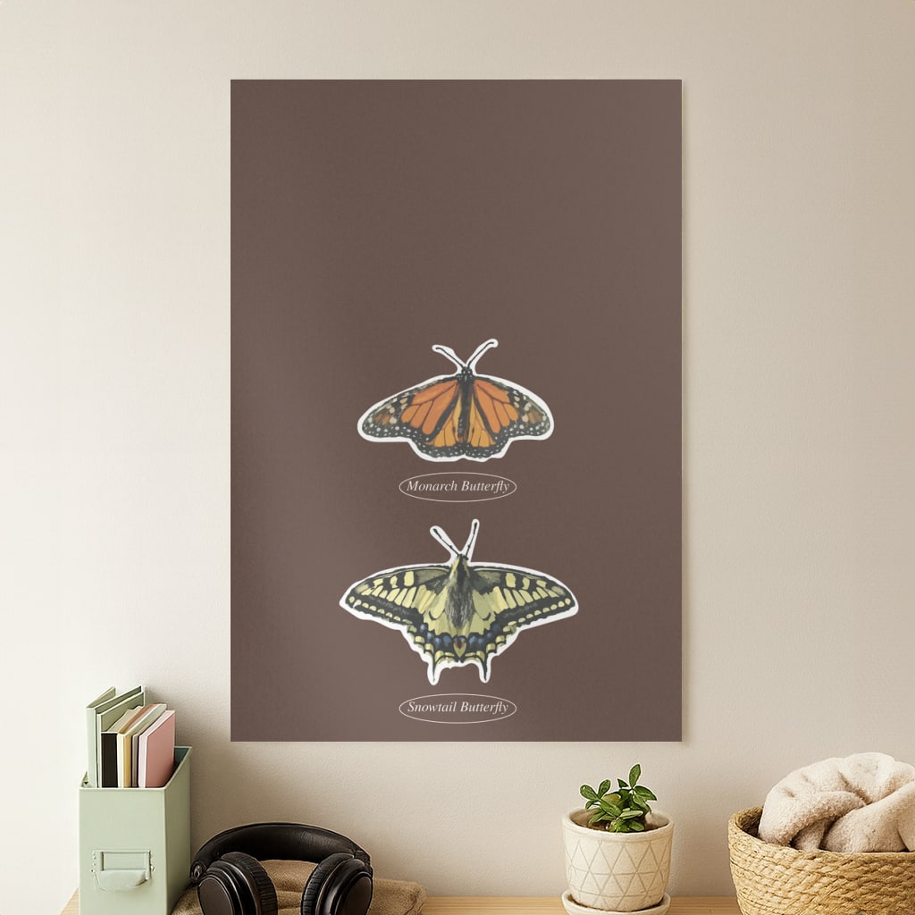 Butterfly Species Collage Poster