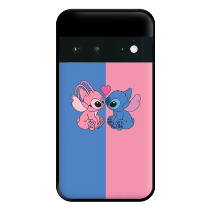 Angel And Blue Alien - Pink Alien Phone Case for Google Pixel 6a