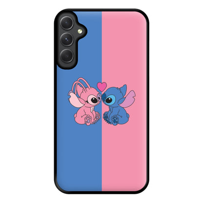 Angel And Blue Alien - Pink Alien Phone Case for Galaxy A14