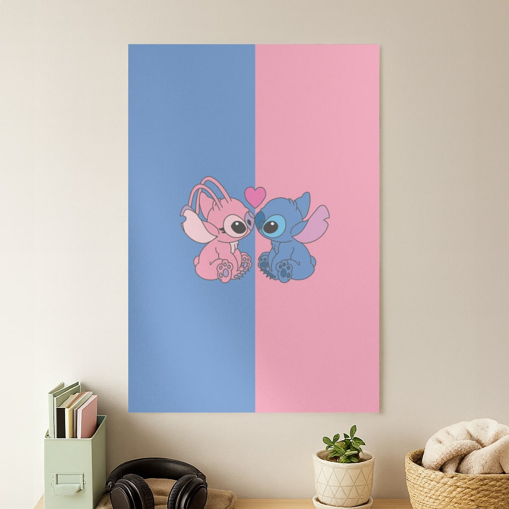 Angel And Blue Alien - Pink Alien Poster