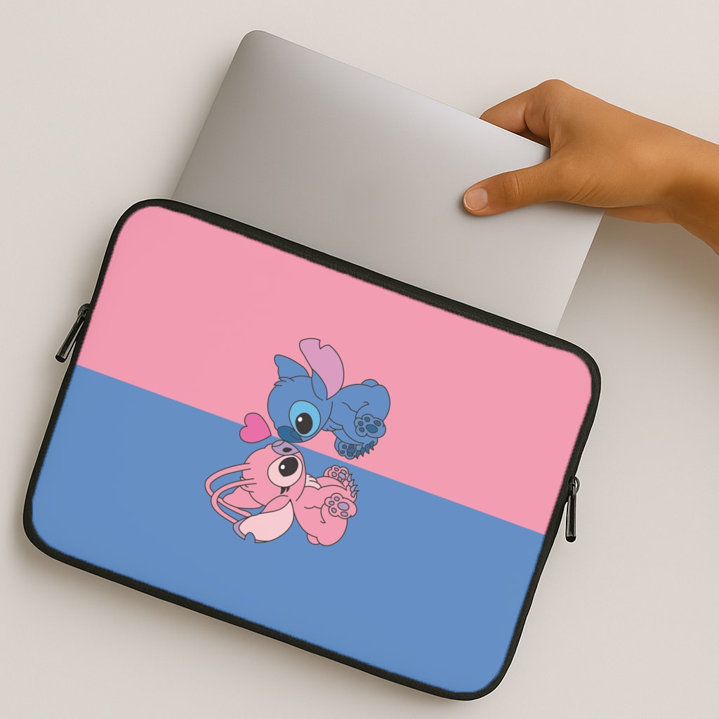 Angel And Blue Alien - Pink Alien MacBook Case