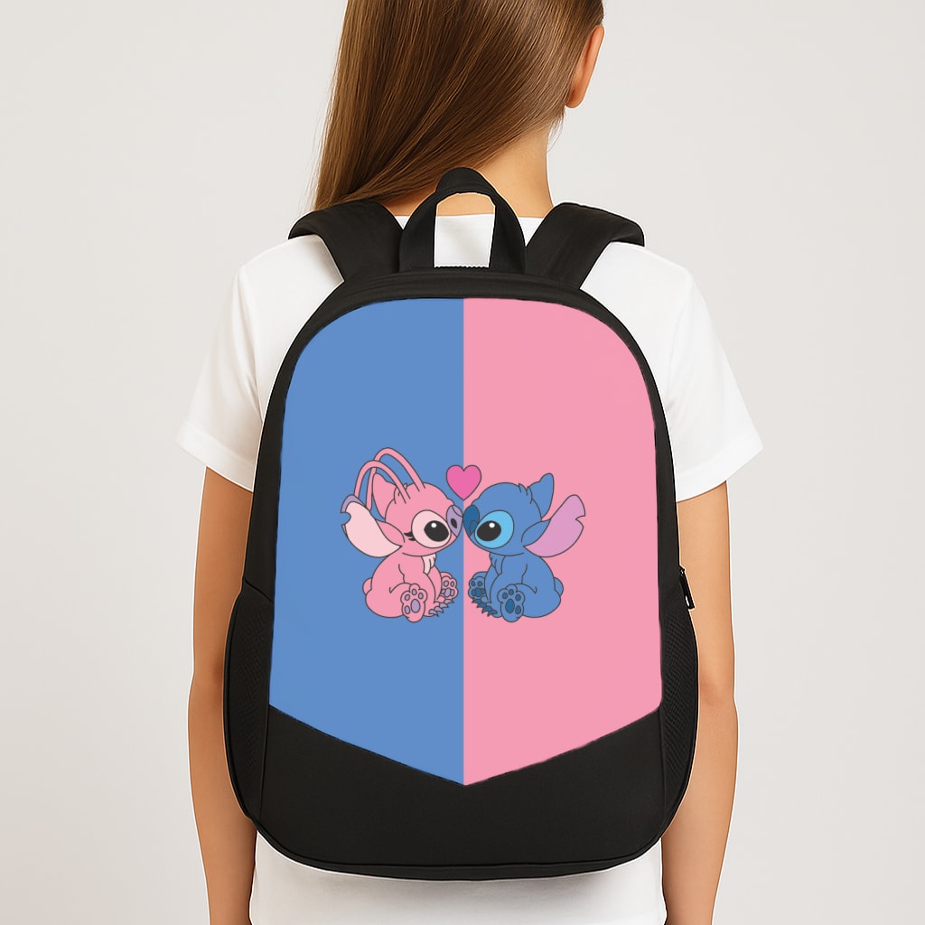 Angel And Blue Alien - Pink Alien Large School Bag
