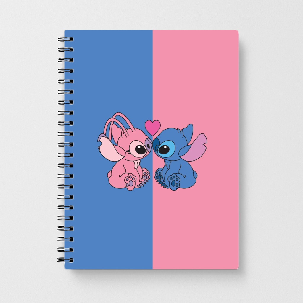 Angel And Blue Alien - Pink Alien Notebook