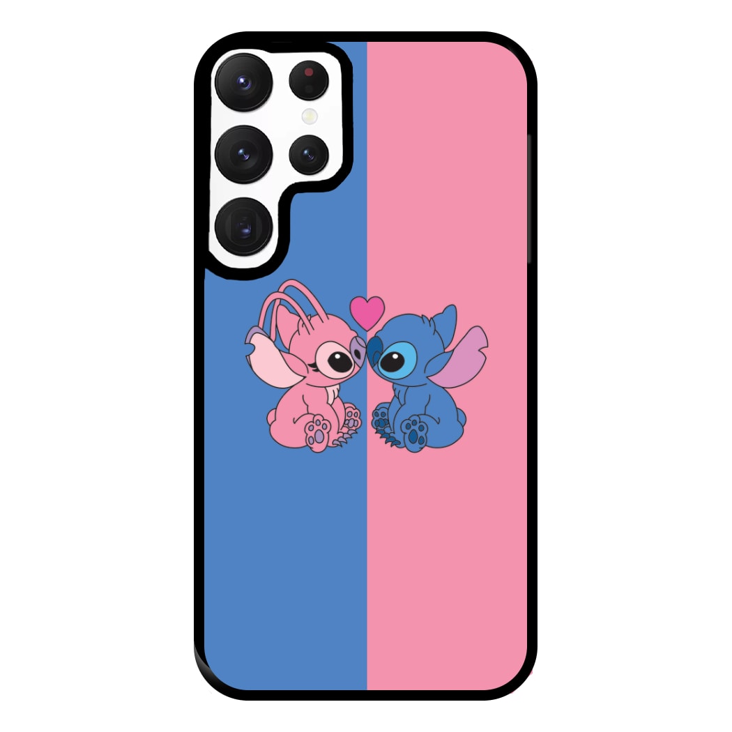 Angel And Blue Alien - Pink Alien Phone Case for Galaxy S22 Ultra