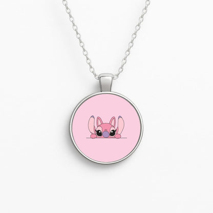 Angel Leaning - Pink Alien Circle Necklace