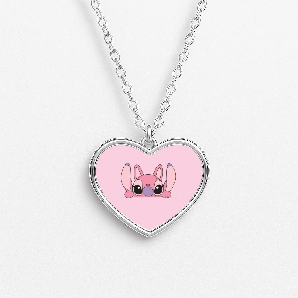 Angel Leaning - Pink Alien Heart Necklace
