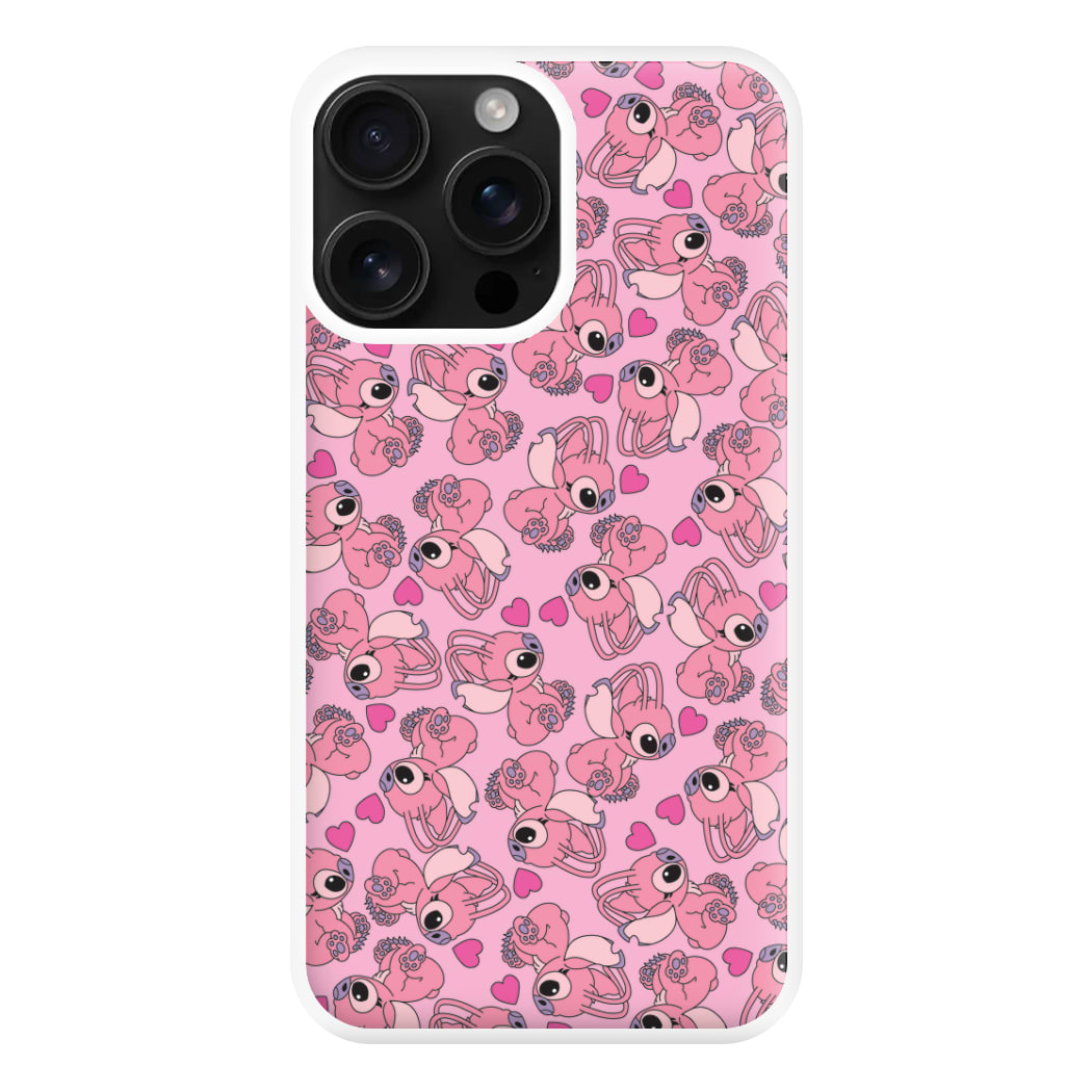 Love Heart Pattern - Pink Alien Phone Case