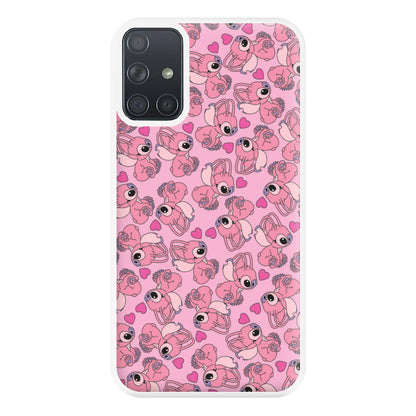 Love Heart Pattern - Pink Alien Phone Case for Galaxy A71