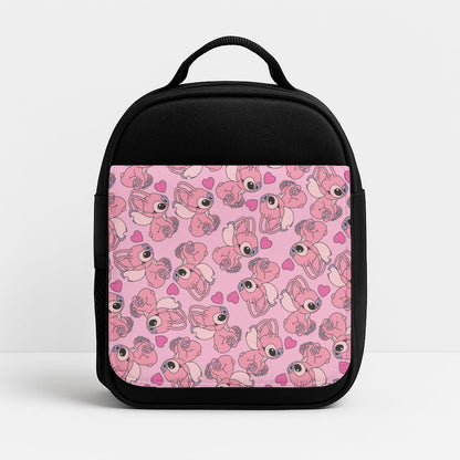 Love Heart Pattern - Pink Alien Insulated Lunchbox