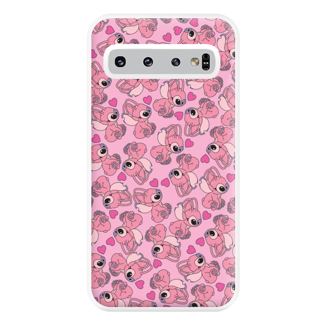 Love Heart Pattern - Pink Alien Phone Case for Galaxy S10 Plus