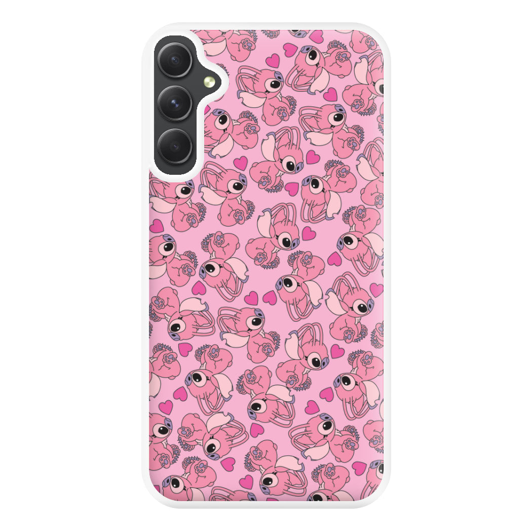 Love Heart Pattern - Pink Alien Phone Case for Galaxy A14