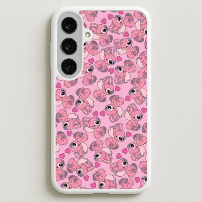 Love Heart Pattern - Pink Alien Phone Case for Galaxy S25FE