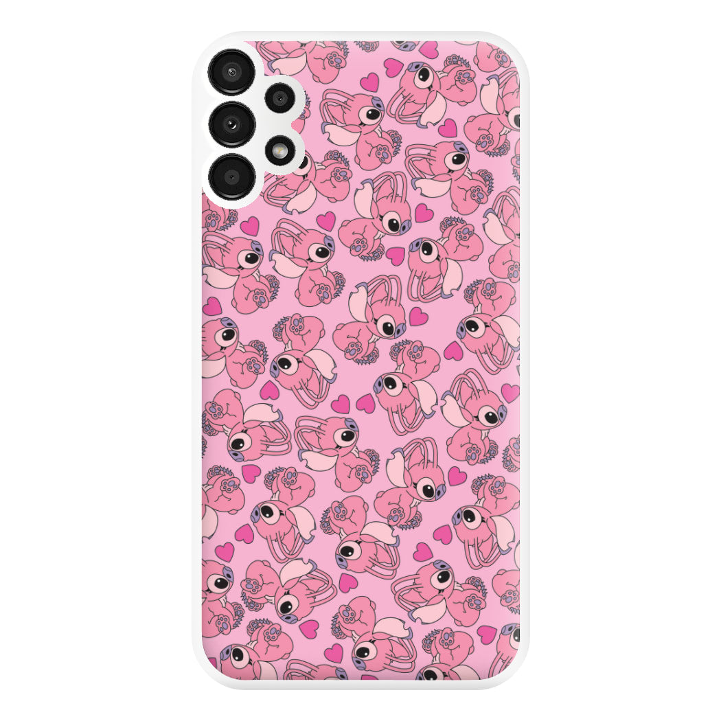 Love Heart Pattern - Pink Alien Phone Case for Galaxy A13