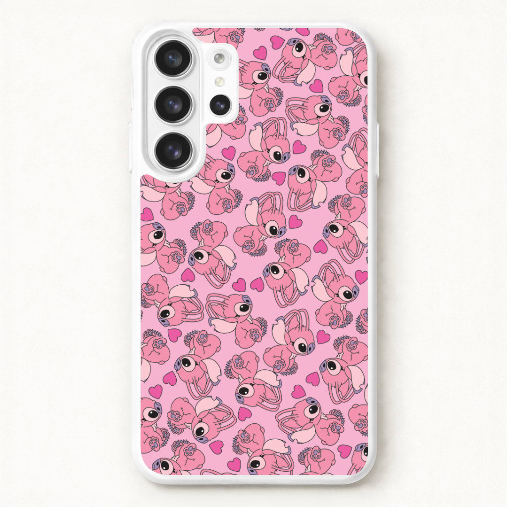 Love Heart Pattern - Pink Alien Phone Case for Galaxy S26 Ultra