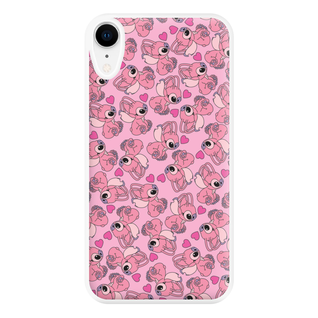 Love Heart Pattern - Pink Alien Phone Case for iPhone XR