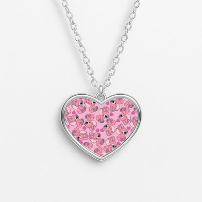 Love Heart Pattern - Pink Alien Heart Necklace