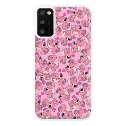 Love Heart Pattern - Pink Alien Phone Case for Galaxy A41