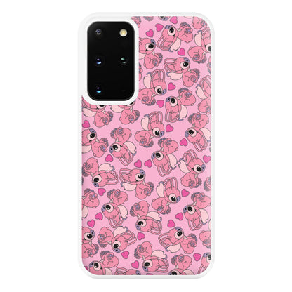 Love Heart Pattern - Pink Alien Phone Case for Galaxy S20 Plus