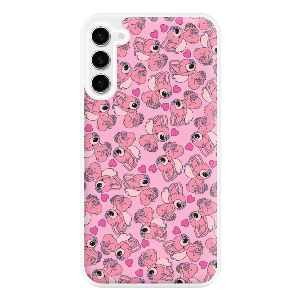 Love Heart Pattern - Pink Alien Phone Case for Galaxy S23FE