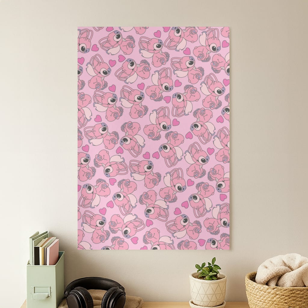 Love Heart Pattern - Pink Alien Poster