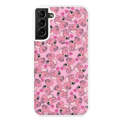 Love Heart Pattern - Pink Alien Phone Case for Galaxy S21 Plus